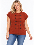 The Rust Button Detail Knit Top