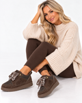 Brown Suede Cosy Lace-Up Platform Trainer